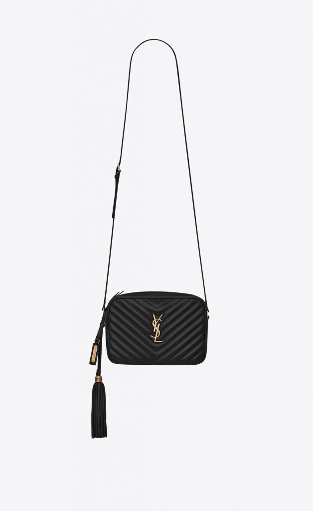 Original black YSL Lou Camera Bag with removable leather tassel.