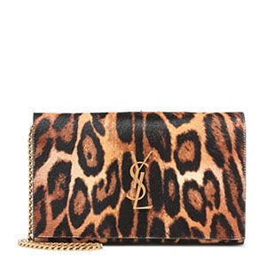 Saint Laurent Kate Leopard Print Clutch Bag in Black