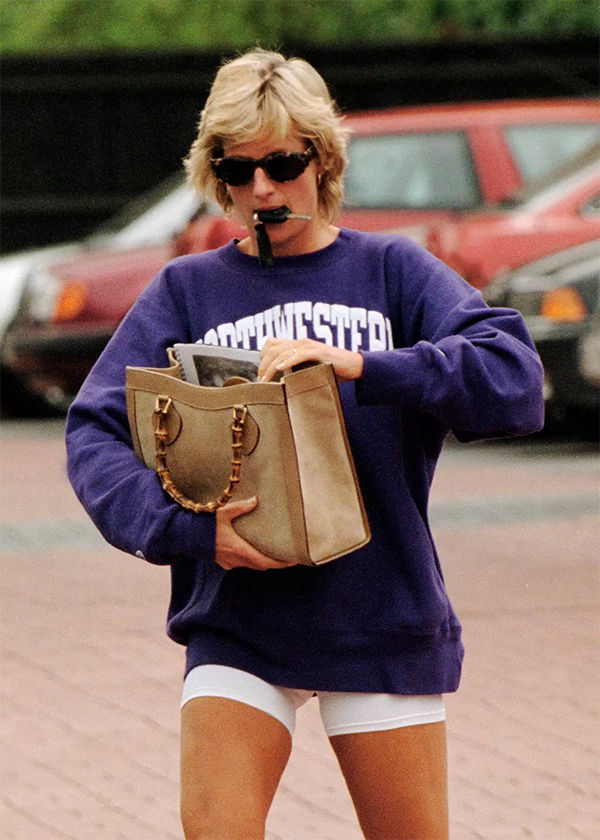 Princess Diana carrying her favourite Gucci tote